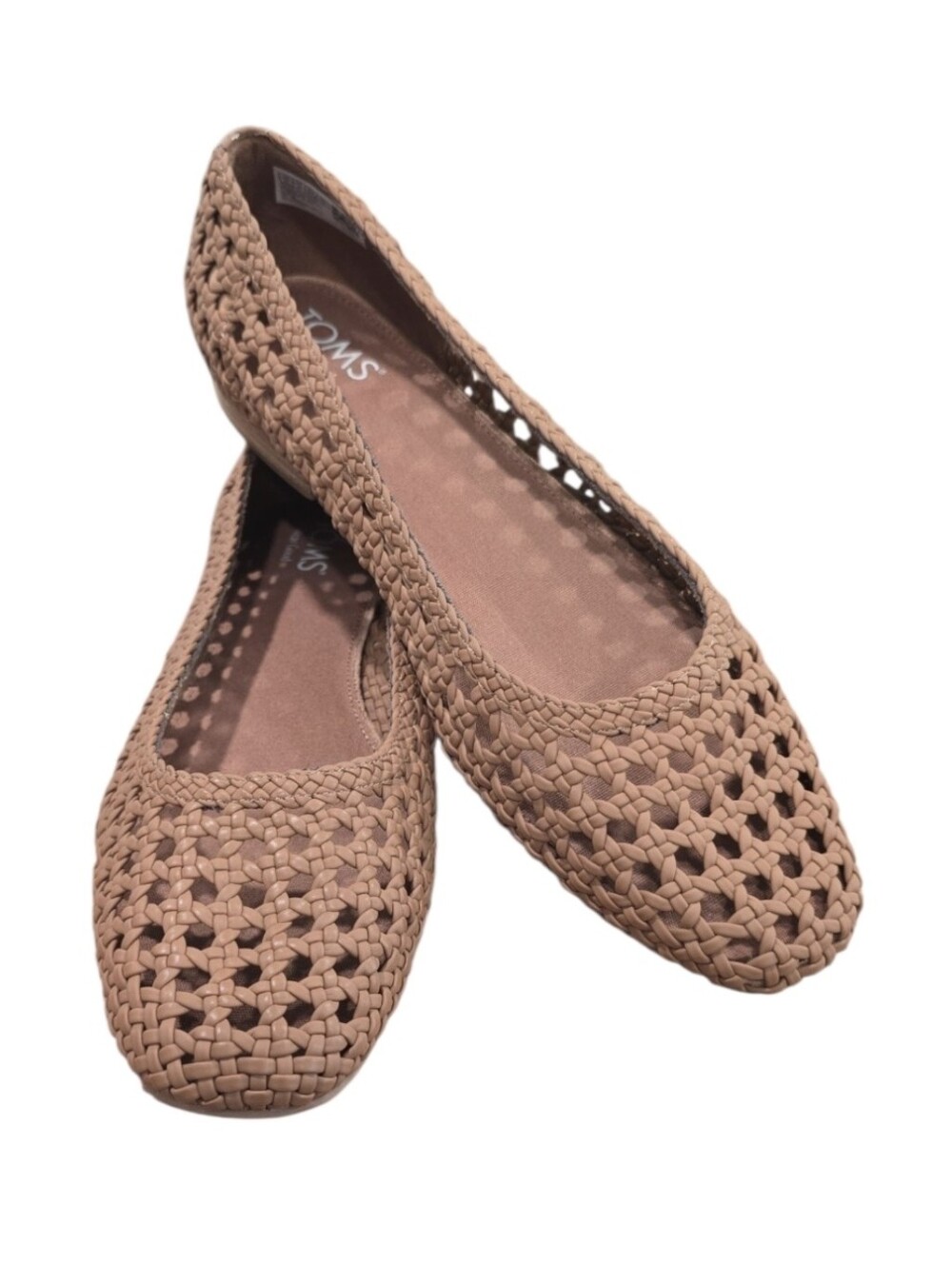 NWOT. Toms Women's Briella Slip-On Open Weave Brown Ballet Flats. Size 12